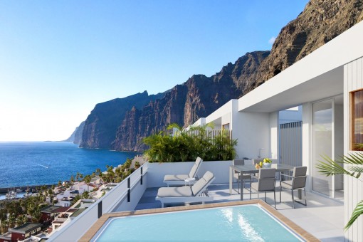 Modernes Penthouse mit privatem Pool und Panorama-Meerblick in Los Gigantes