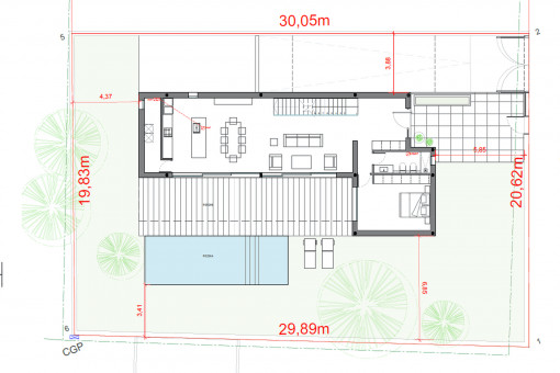 Pläne mit Gesamtmaß